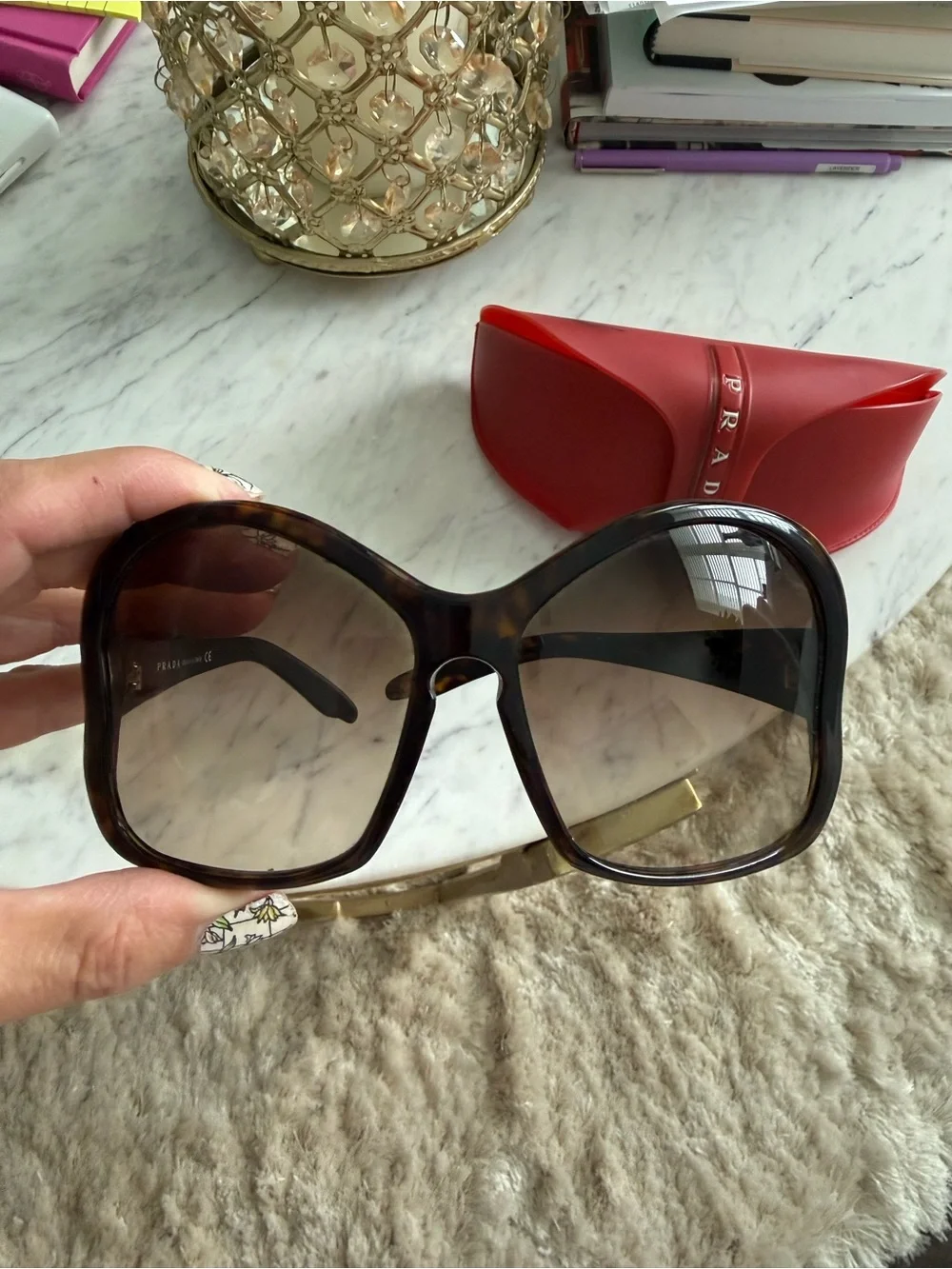 Prada Vintage Butterfly  🦋 Oversized Brown Gradient Sunglasses